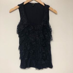 Express Blue Medium Ruffled Tank Top